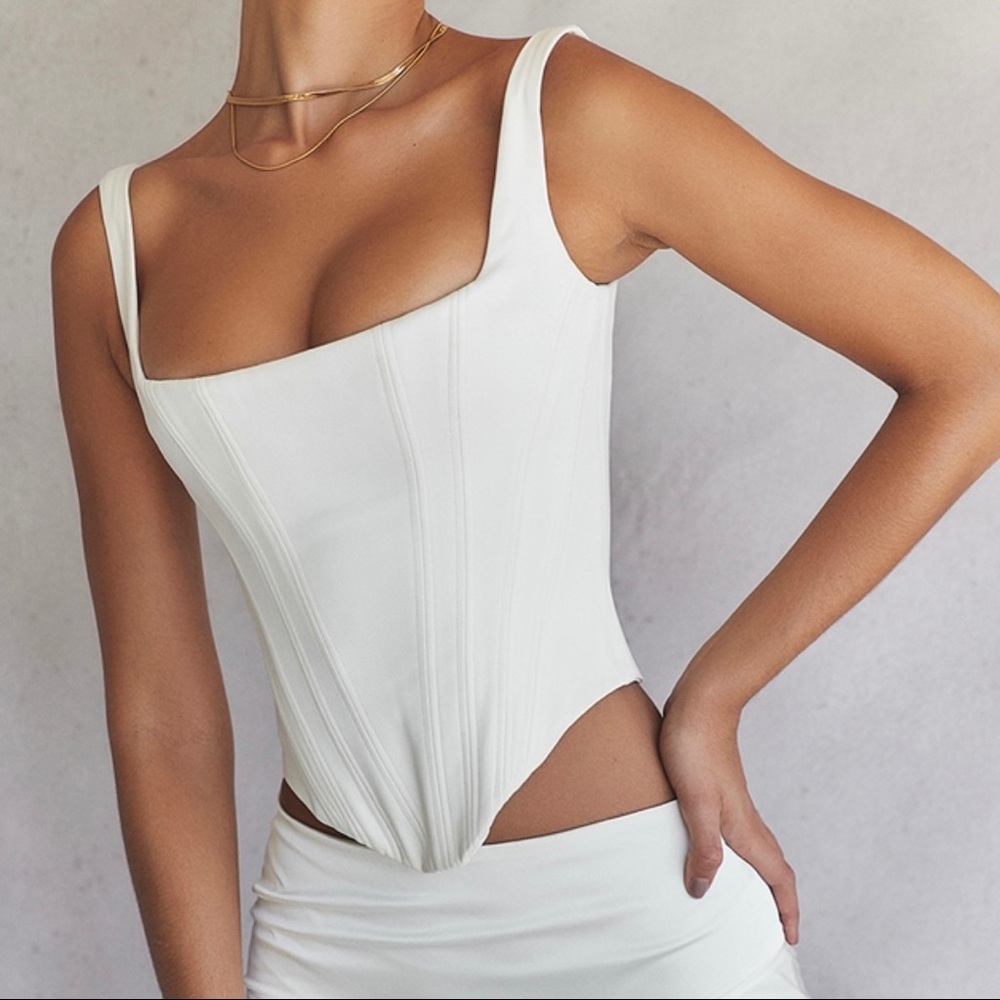 House of CB IVORY SATIN LONGLINE CORSET